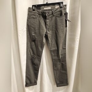 NWT Mavi‎ Womens ADA Mid Rise Distressed Boyfriend Jeans Green Grey 27